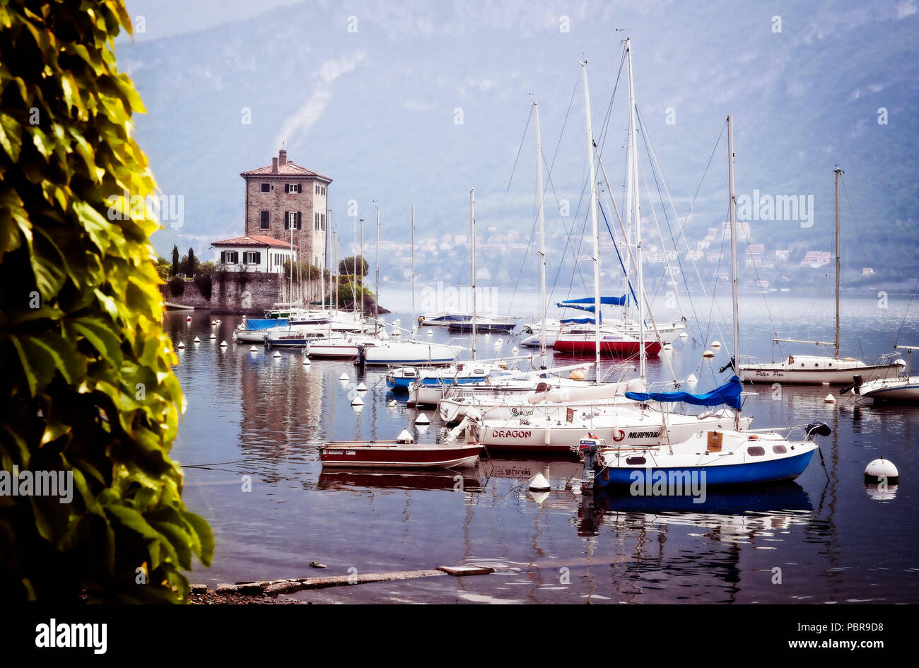 Pescallo harbor, Lago di Lecco, Lombardia, Italy. Stock Photo