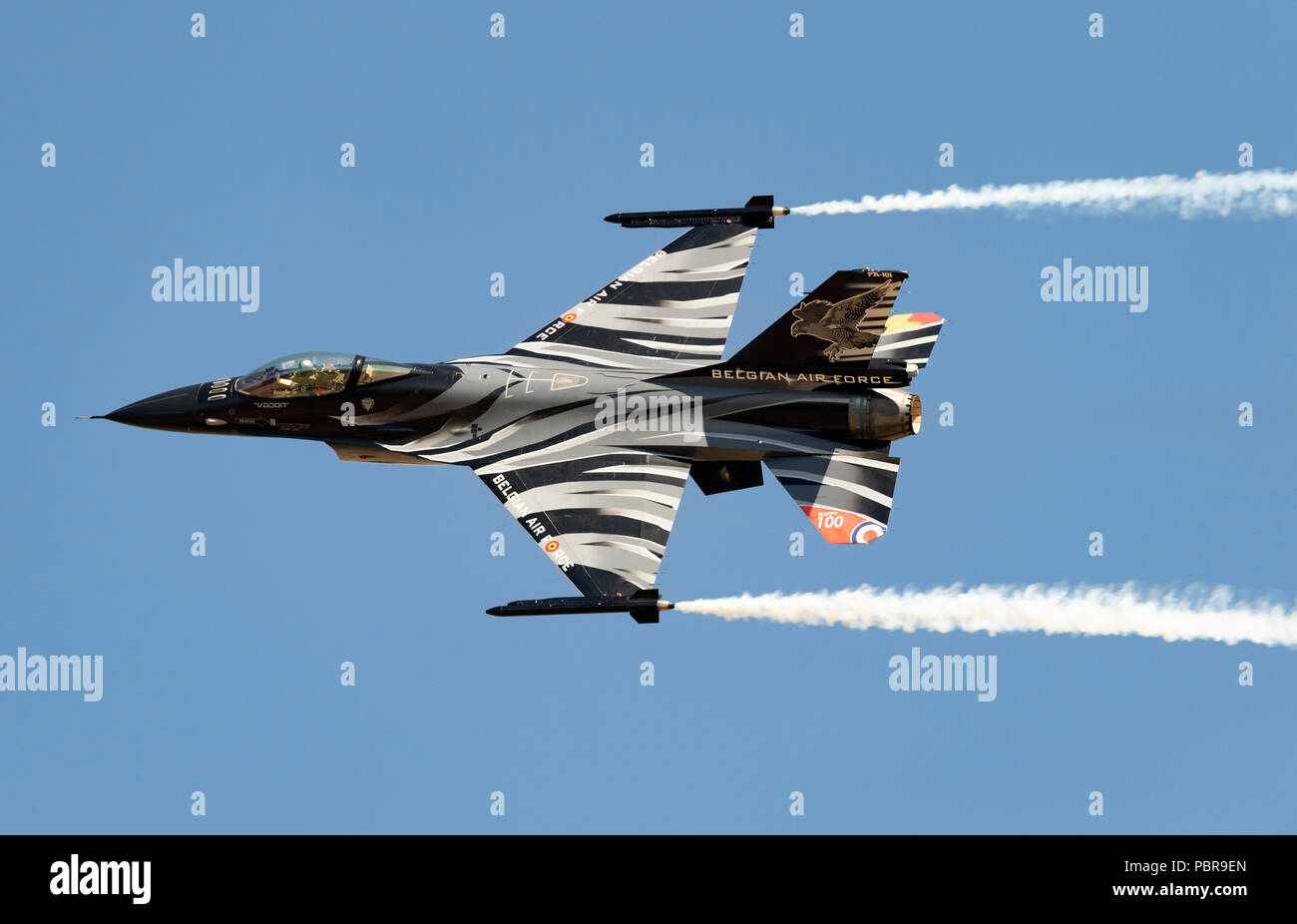 F-16A Fighting Falcon, 'Vador' The Dark Falcon, 2 Wing, Belgian Air Component, Stock Photo