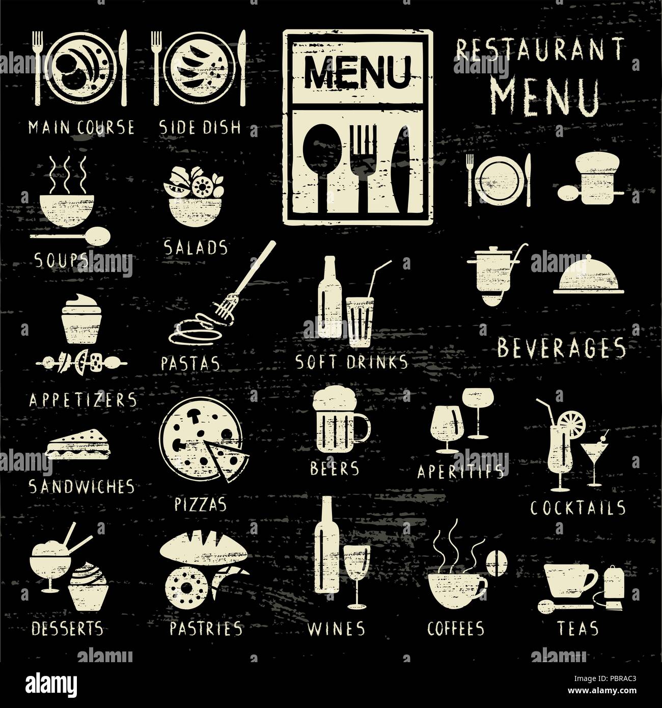 Scratched restaurant menu elements on blackboard Stock Vector Image ...