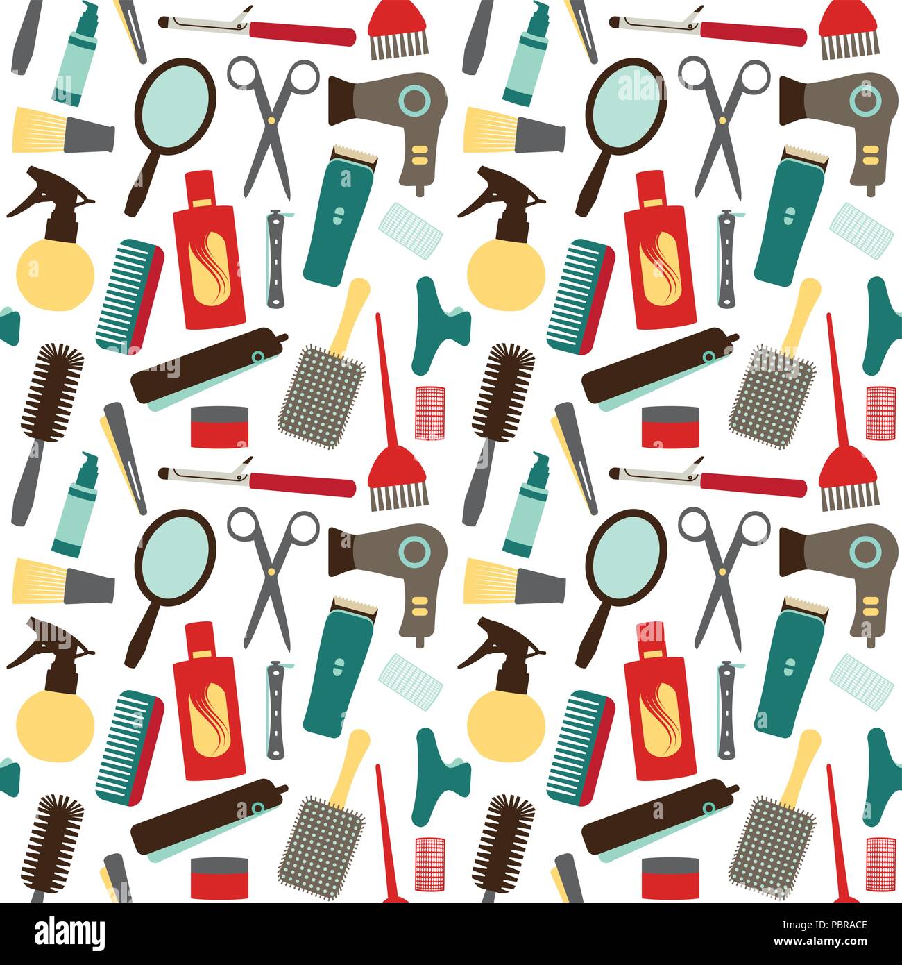 Seamless pattern with hair styling related objects 2 Stock Vector