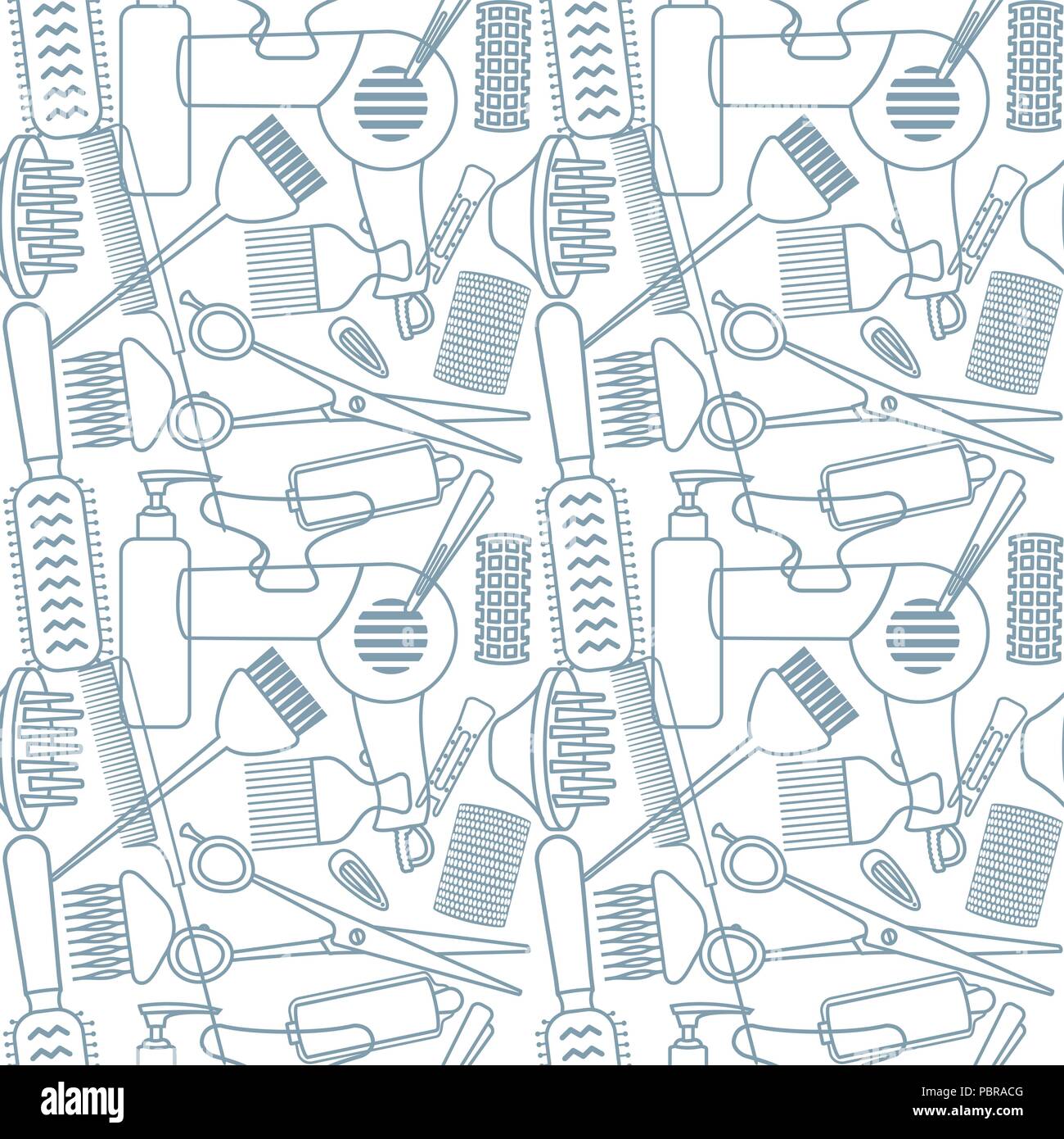 Seamless pattern with hairdressing related objects Stock Vector