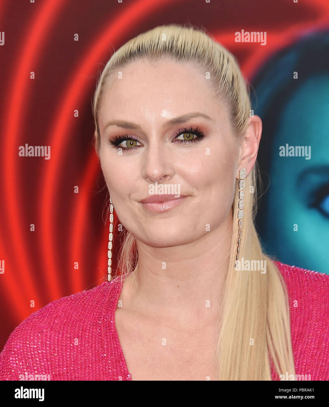 LINDSEY VONN American alpine ski racer at the premiere of Lionsgate's 'The Spy Who Dumped Me' at Fox Village Theater on July 25, 2018 in Los Angeles, California. Photo: Jeffrey Mayer Stock Photo