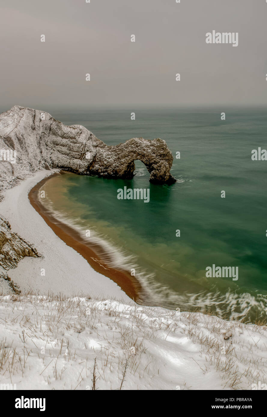 Durdle Door winter wonderland Stock Photo