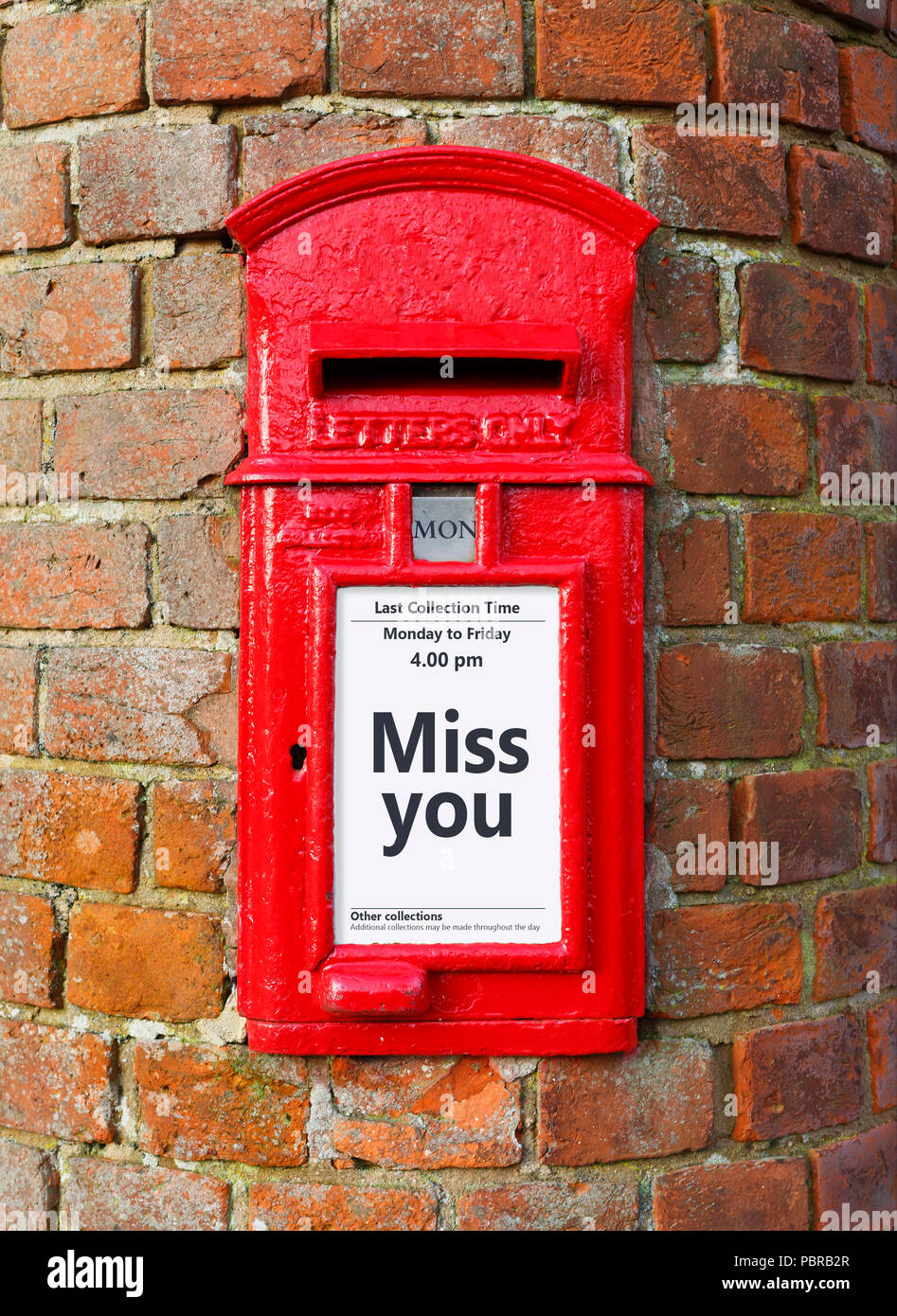 British post box with a message that reads Missing You, ideal for a ...
