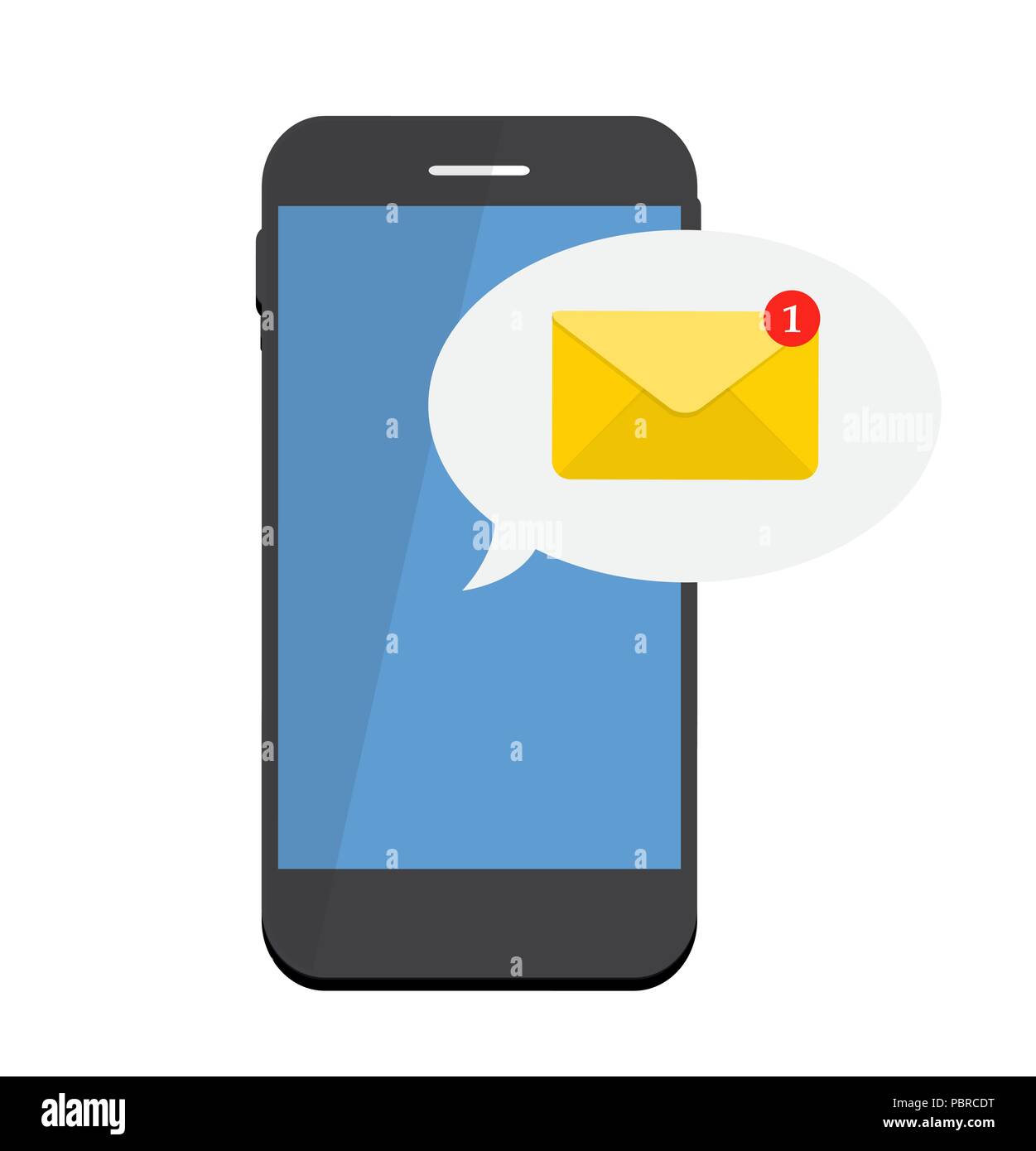 New Email on the smartphone screen notification concept. Vector ...
