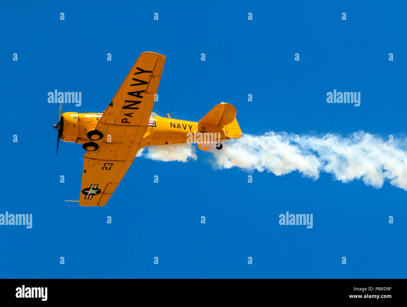 North American Aviation T-6 Texan; SNJ-5; Harriett Alexander Field; air show; Salida; Colorado; USA Stock Photo