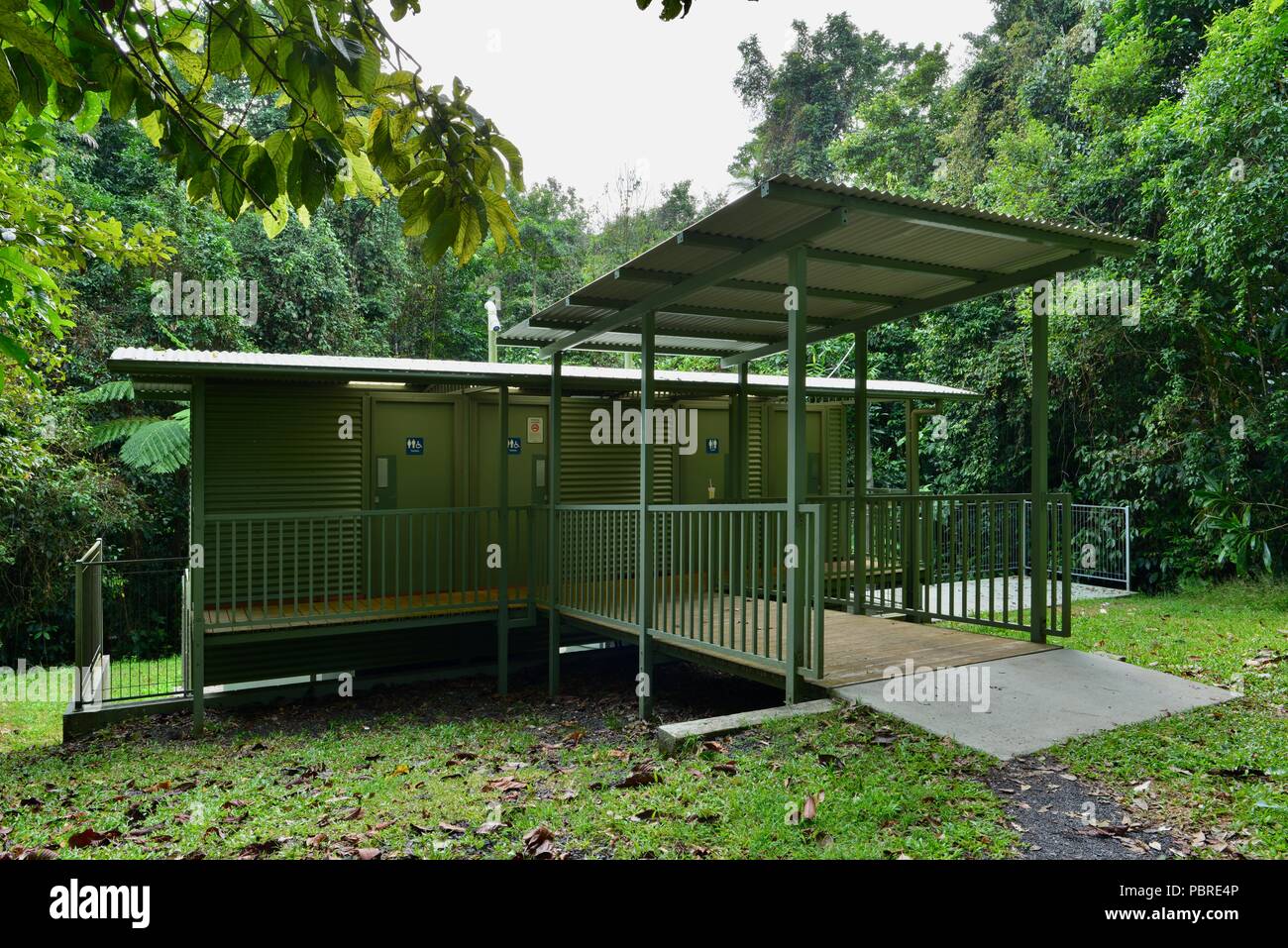 A modern camp toilet block at Henrietta creek camping area, Atherton