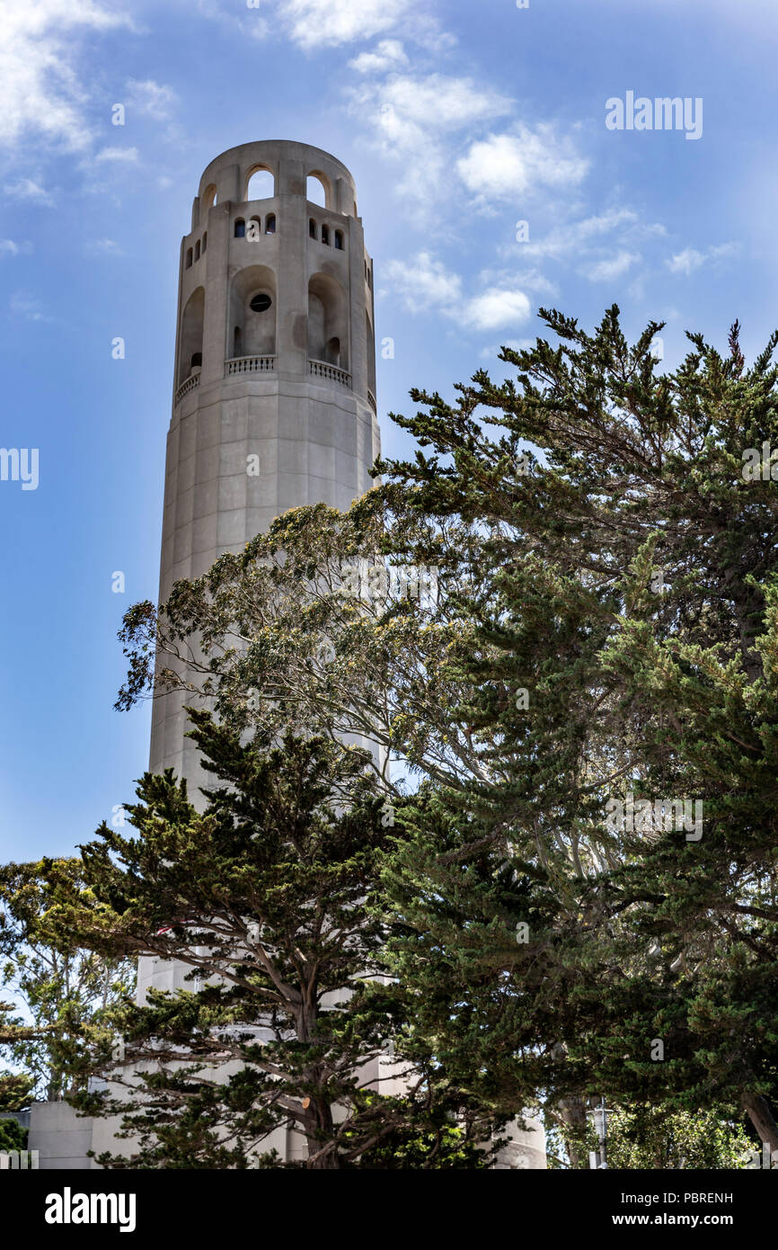 Coit Tower, San Francisco, California, United States of America, Friday, June 01, 2018. Stock Photo