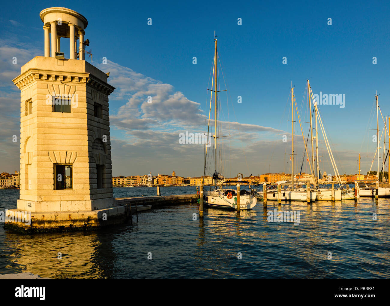 The Venice Yacht Club marina has a prime location Stock Photo