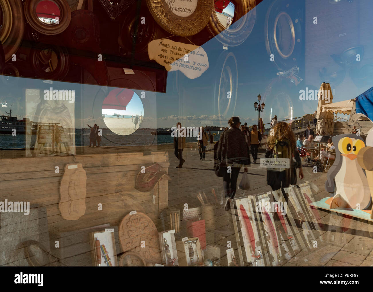 The view in the reflection told the story well in Venice Stock Photo
