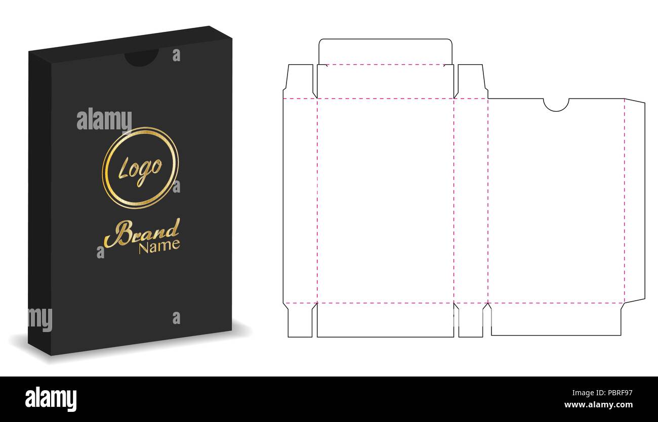 package box die cut with 3d mock up Stock Vector