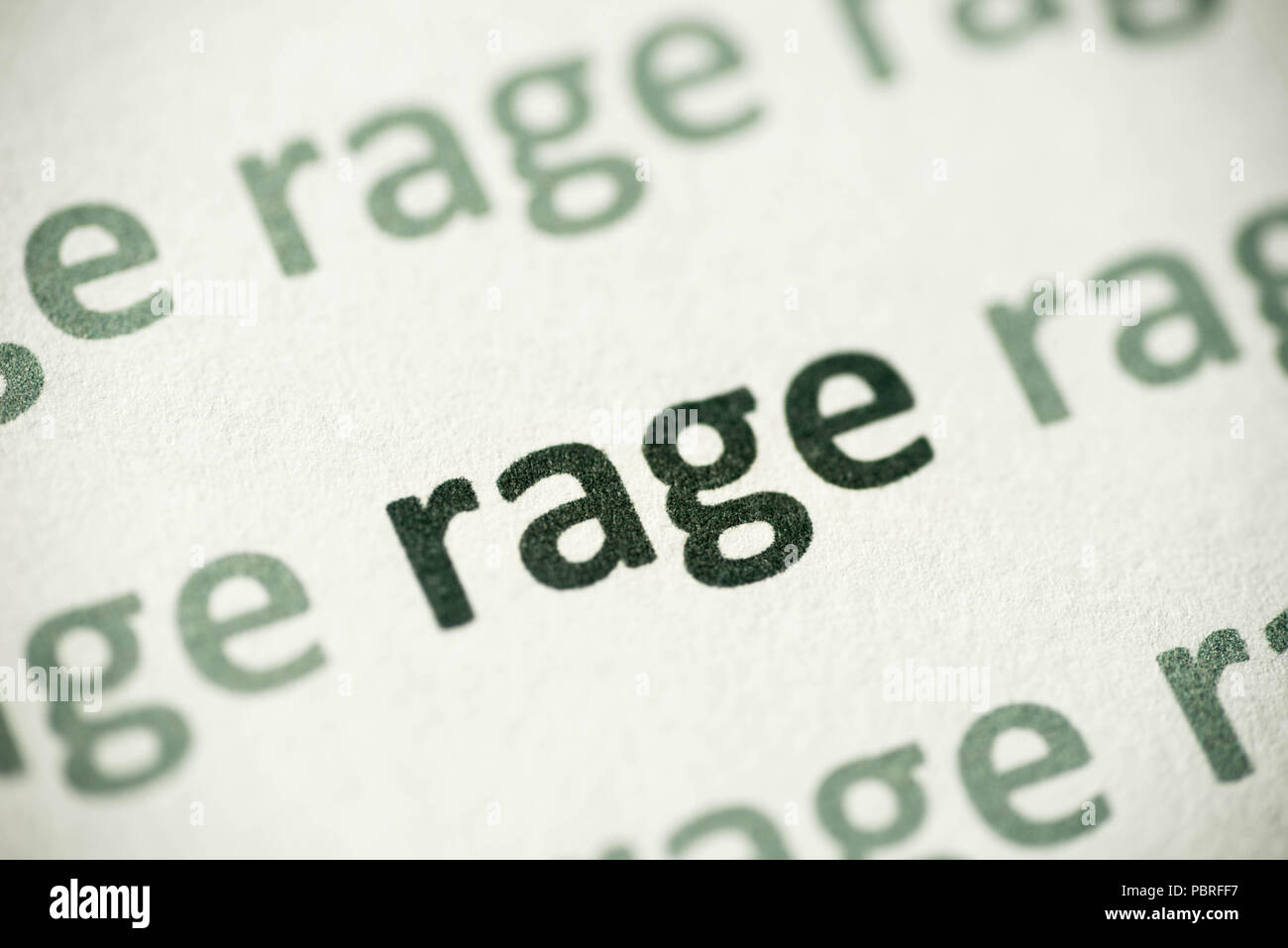 word rage printed on white paper macro Stock Photo Alamy