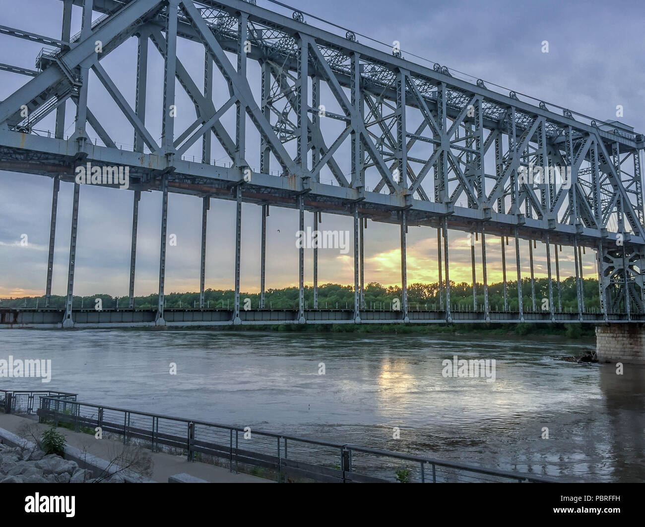 The ArmourSwiftBurlington Bridge in Kansas City, Kansas Stock Photo