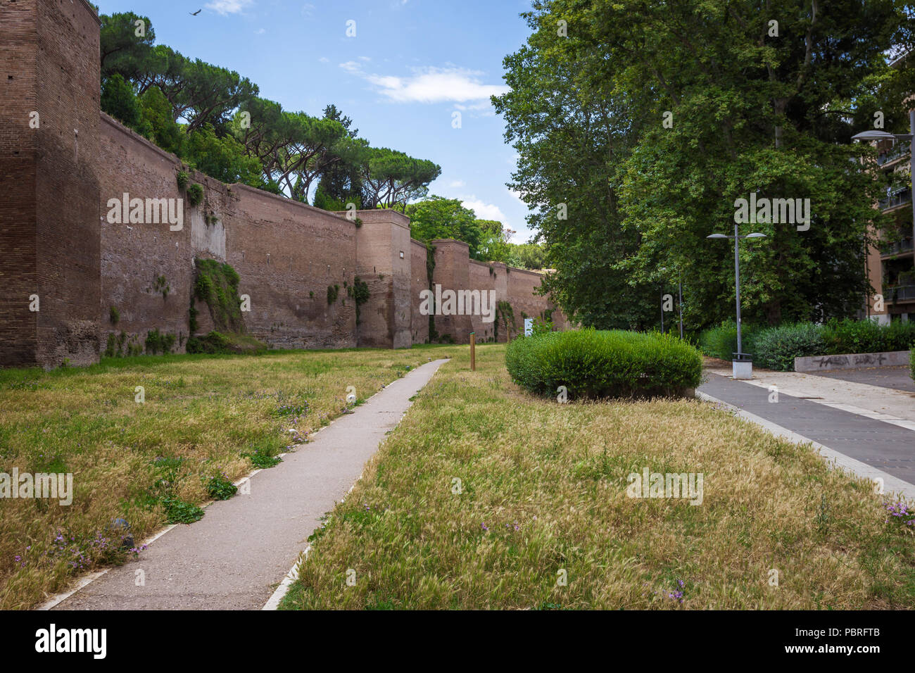 Aurelian Walls in Rome, Italy. Stock Photo