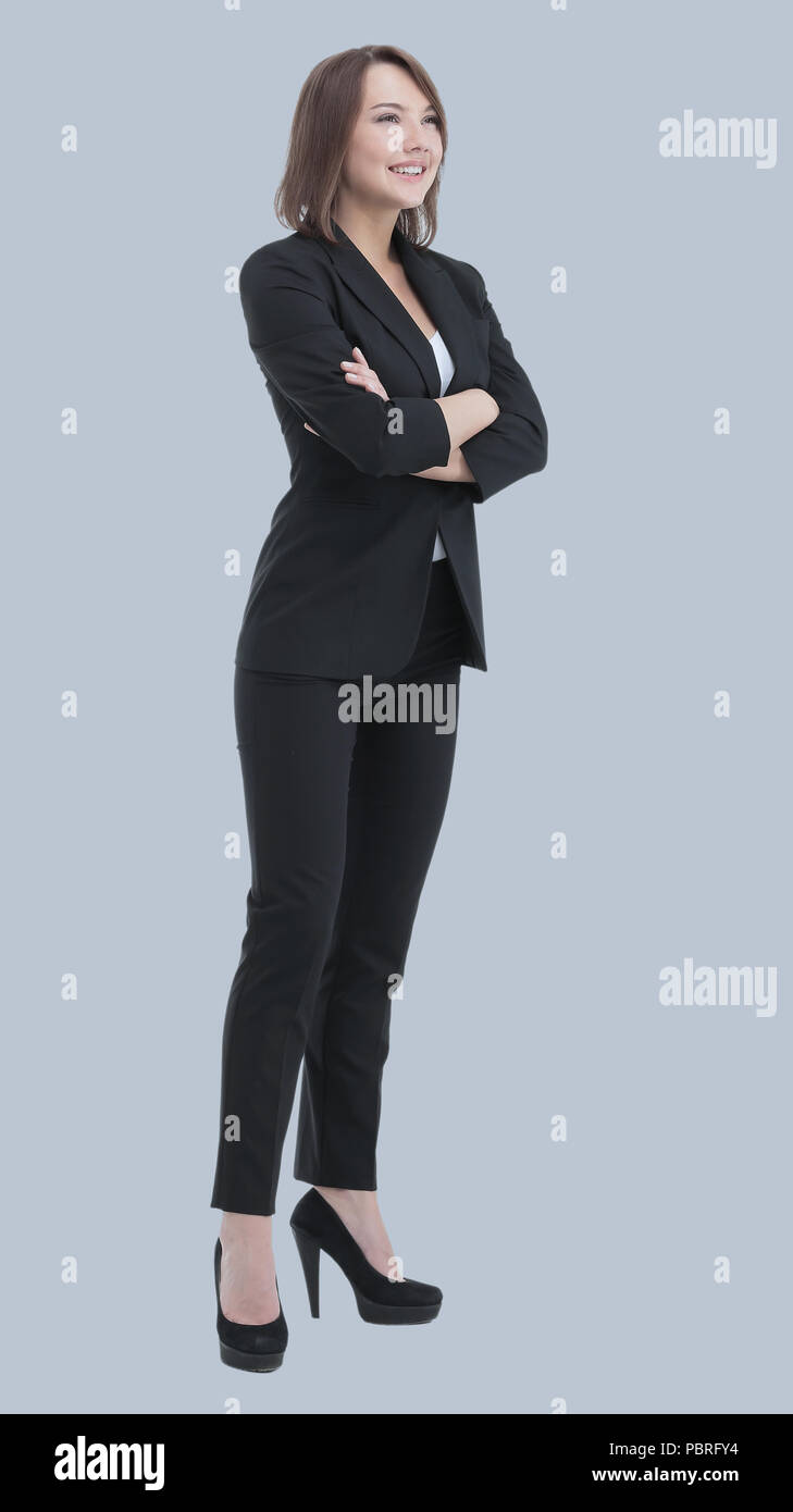 Full body portrait of a confident business woman isolated Stock Photo ...