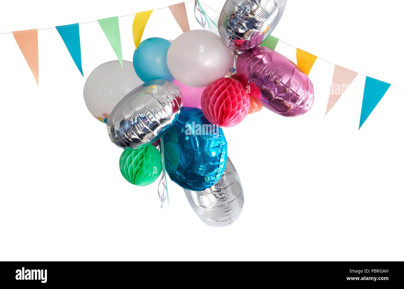 Bouquet of colorful balloons Isolated on white Stock Photo