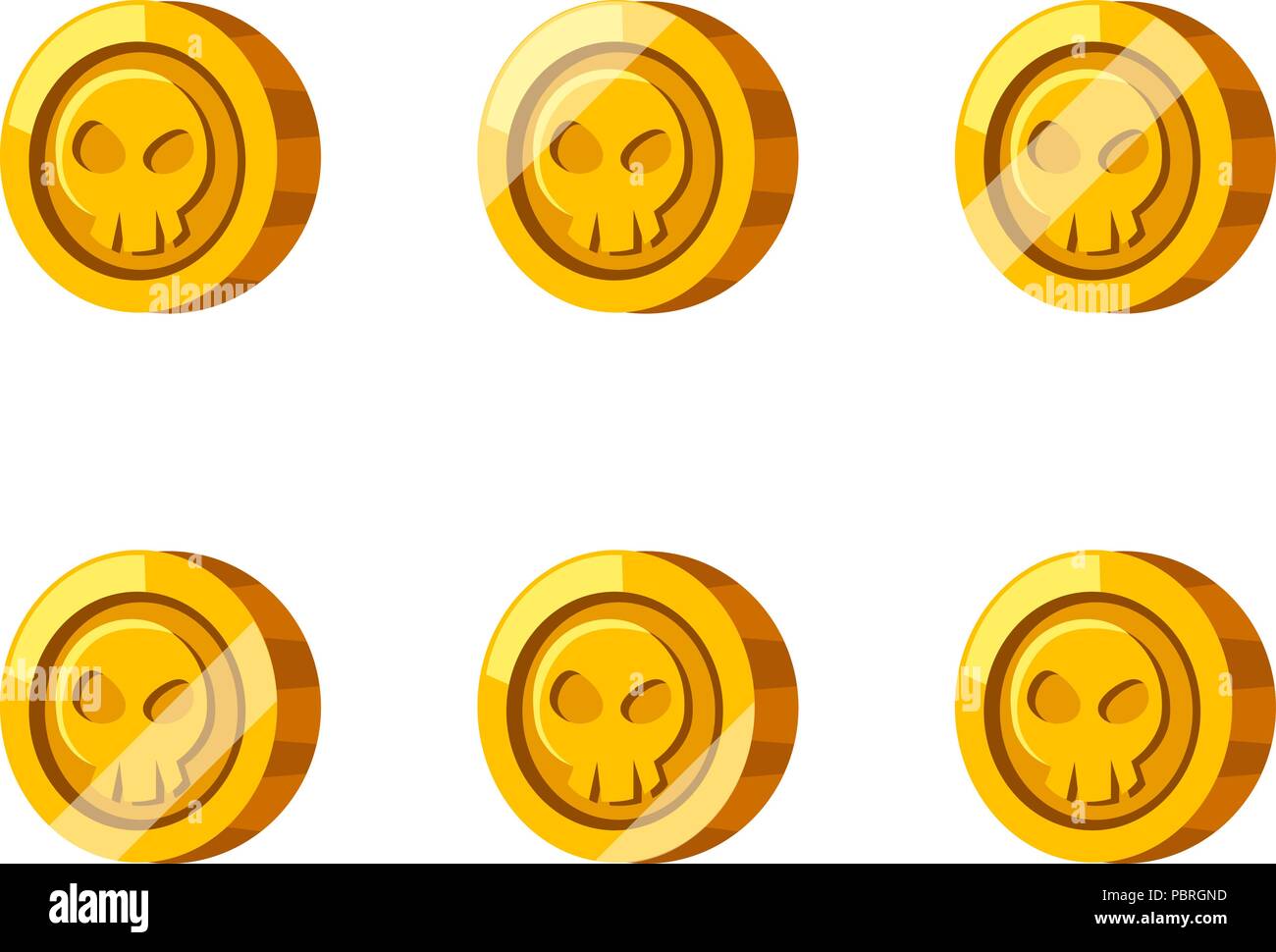 Cartoon golden coin with shinning animation, shiny coin Stock Vector