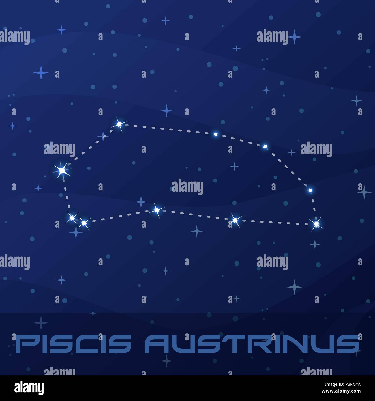Constellation Piscis Austrinus, Southern Fish Stock Vector