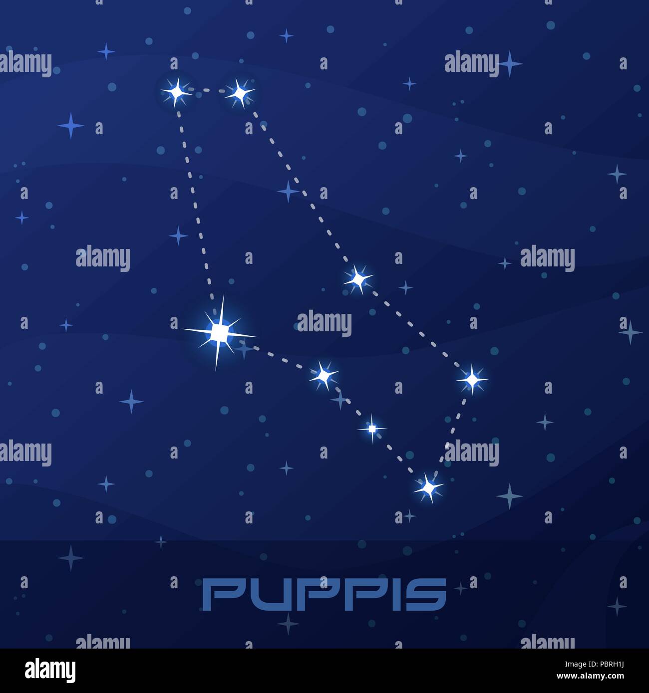 Constellation Puppis, Stern, night star sky Stock Vector