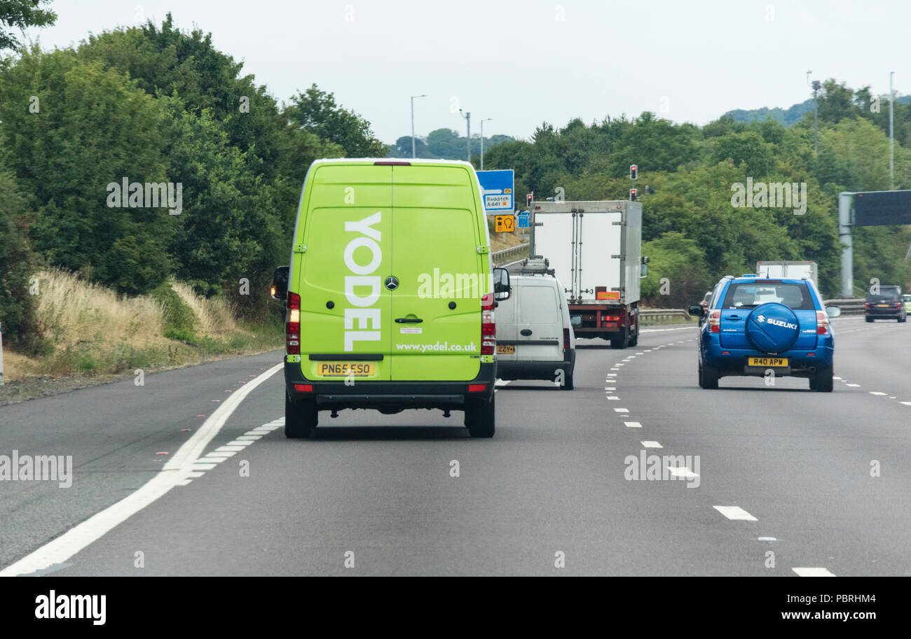 Yodel courier van on a motorway, England, UK Stock Photo