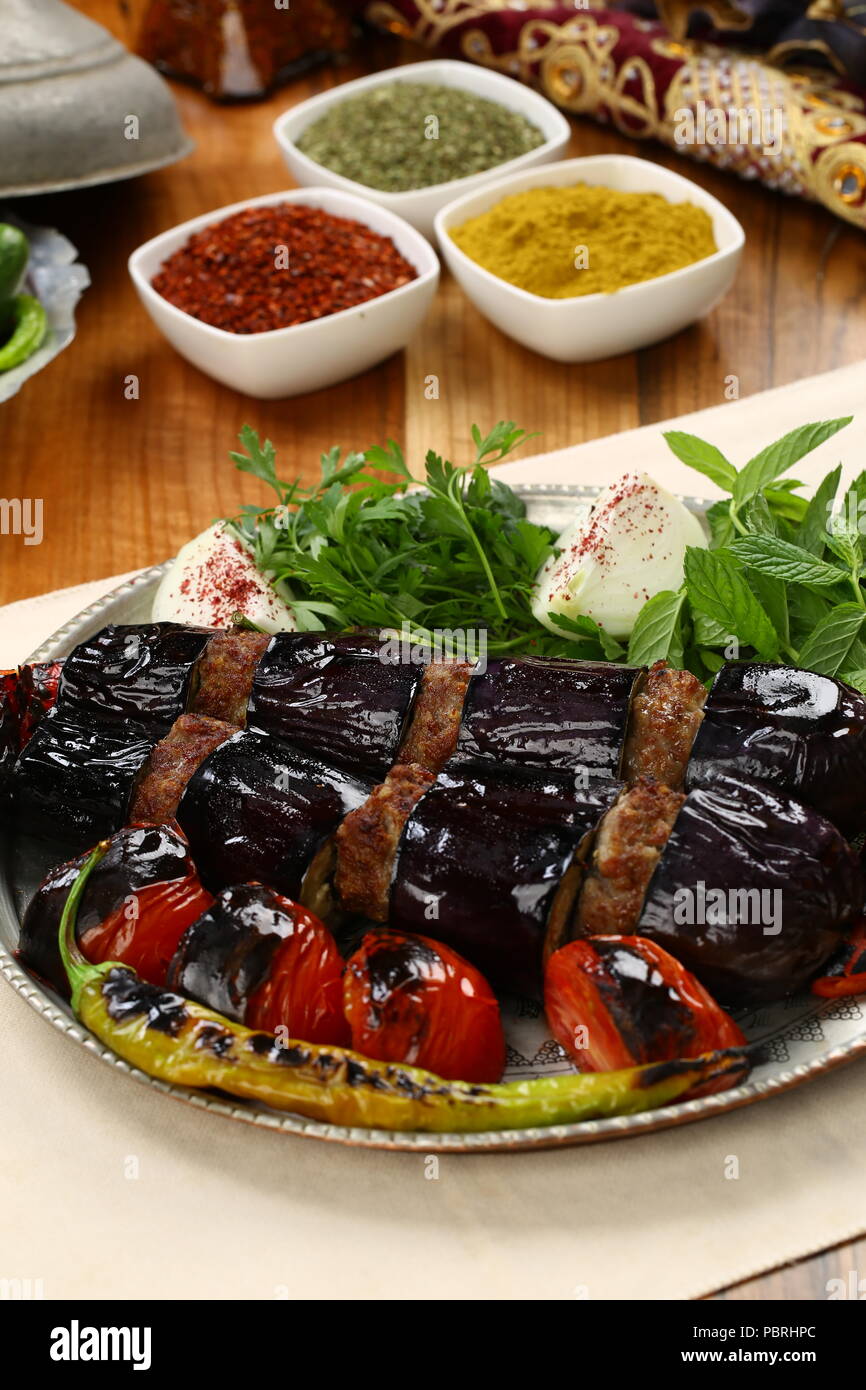 Turkish eggplant kebab Stock Photo Alamy