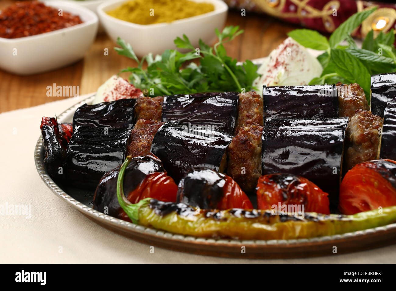 Turkish eggplant kebab Stock Photo Alamy