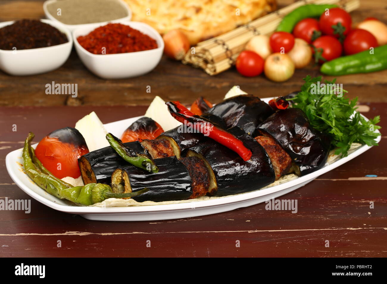Turkish eggplant kebab Stock Photo Alamy