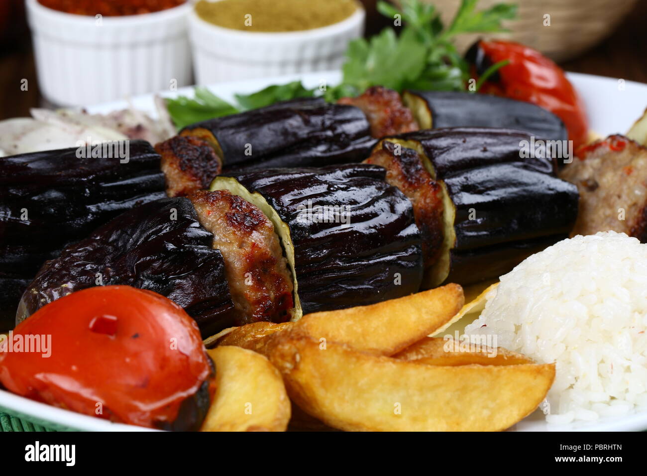 Turkish eggplant kebab Stock Photo Alamy