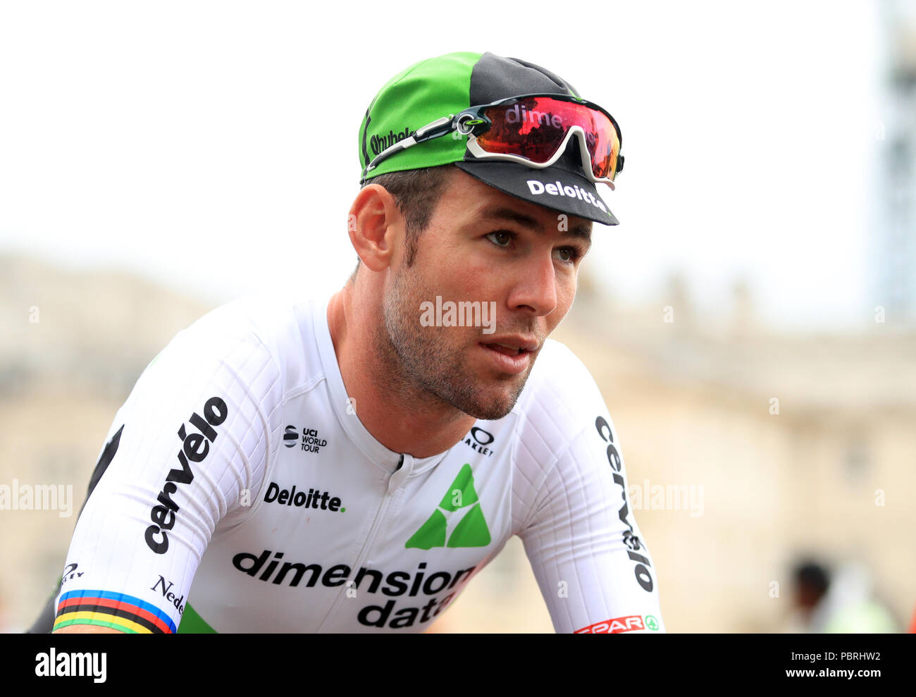 Mark Cavendish of the Team Dimension Data after signing on for the Prudential RideLondon, Surrey Classic during day two of the Prudential Ride London. Stock Photo