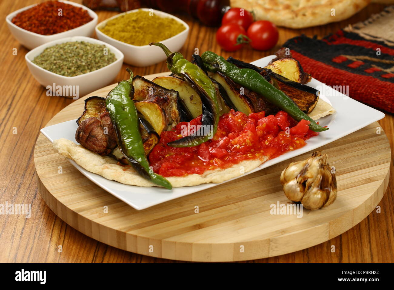 Turkish eggplant kebab Stock Photo Alamy