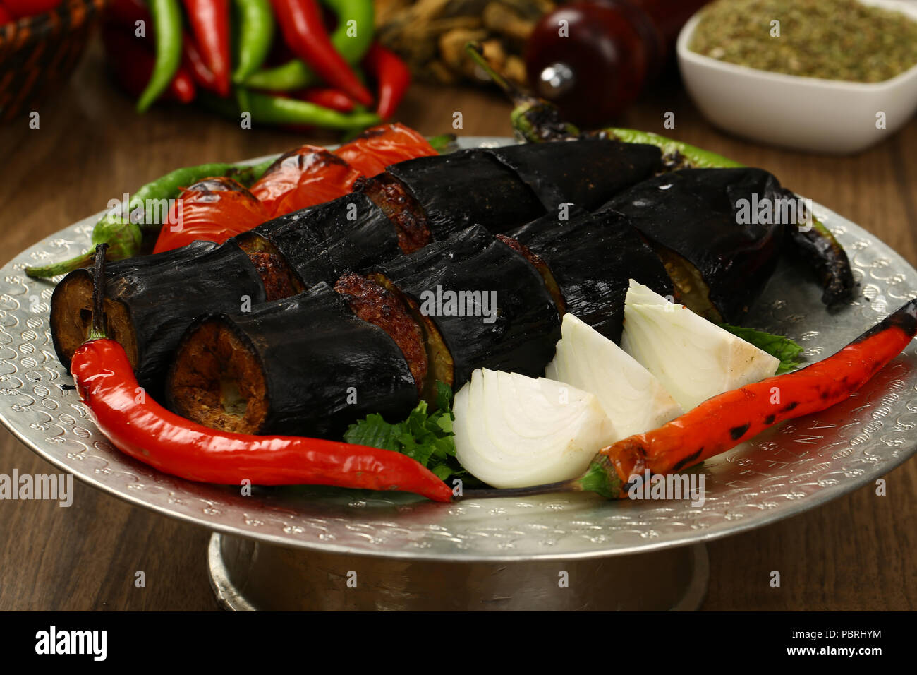 Turkish eggplant kebab Stock Photo Alamy