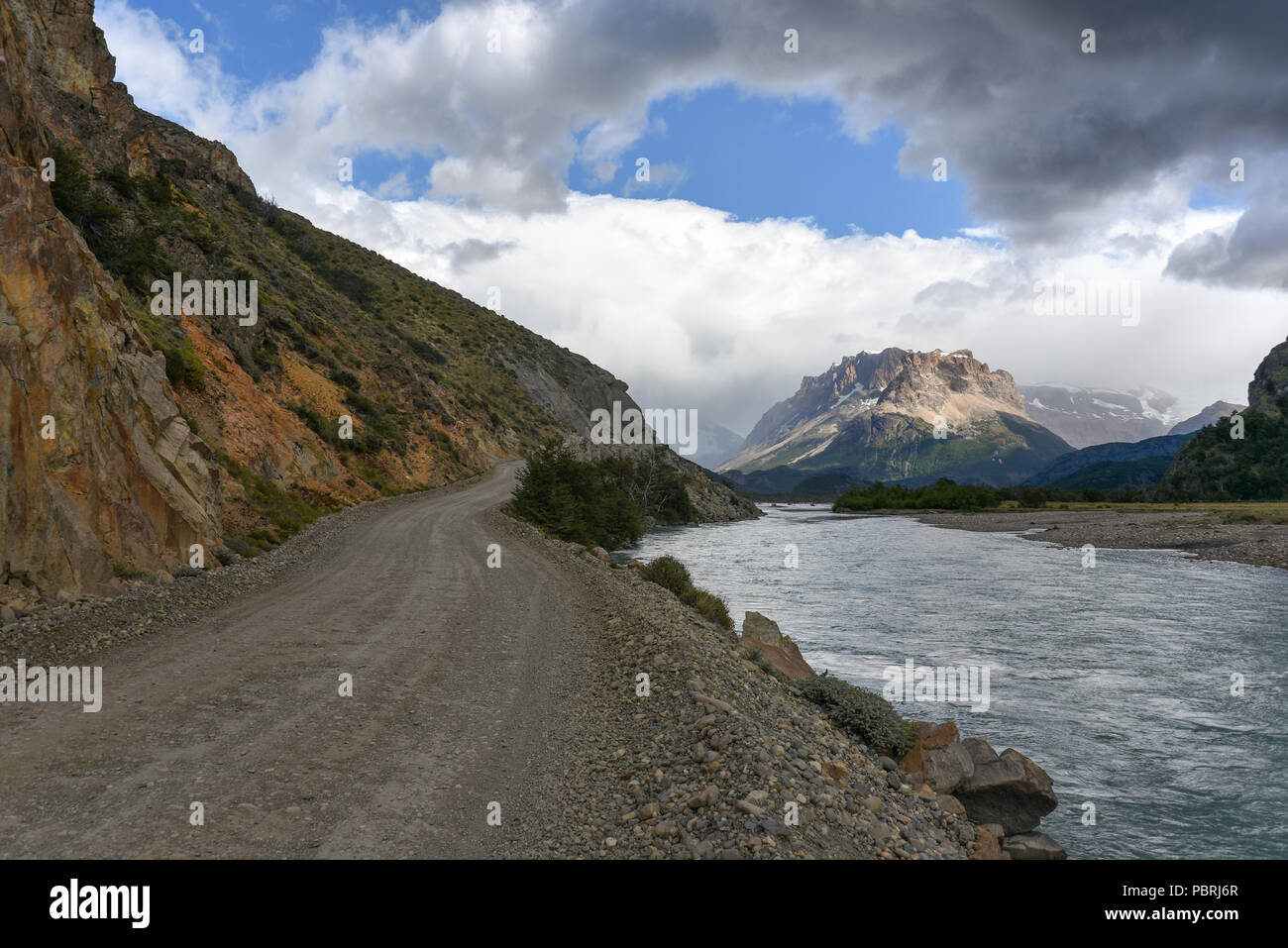 Road to the Lago del Desierto at the Rio de las Vueltas, near El Chalten,  Patagonia, Argentina, South America Stock Photo - Alamy