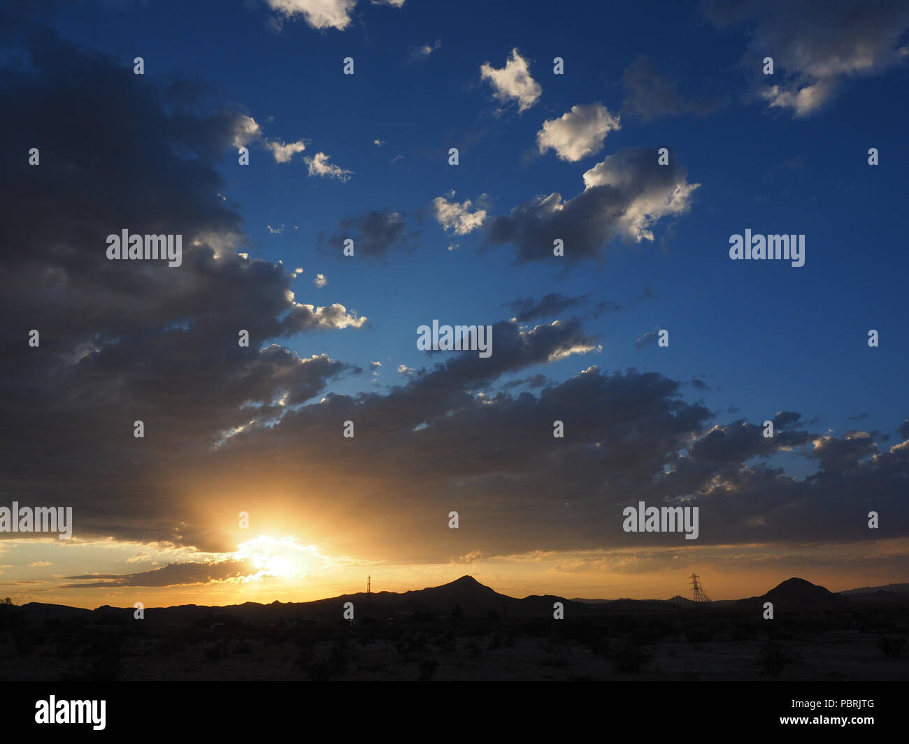 Sunset with afterglow, Mojave Desert, Barstow, California, USA Stock Photo Alamy