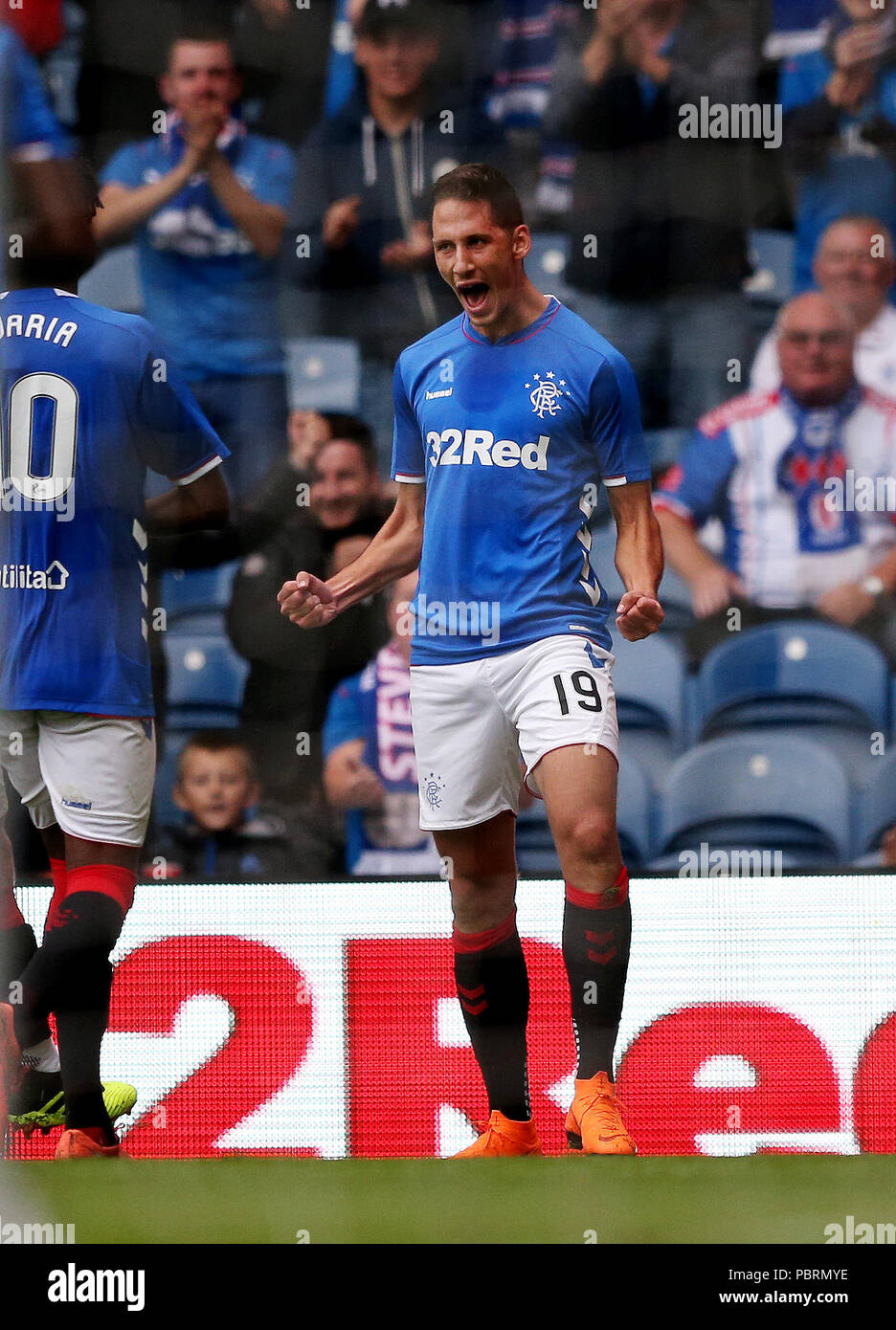 Rangers Nikola Katic celebrates after scoring during the pre-season ...