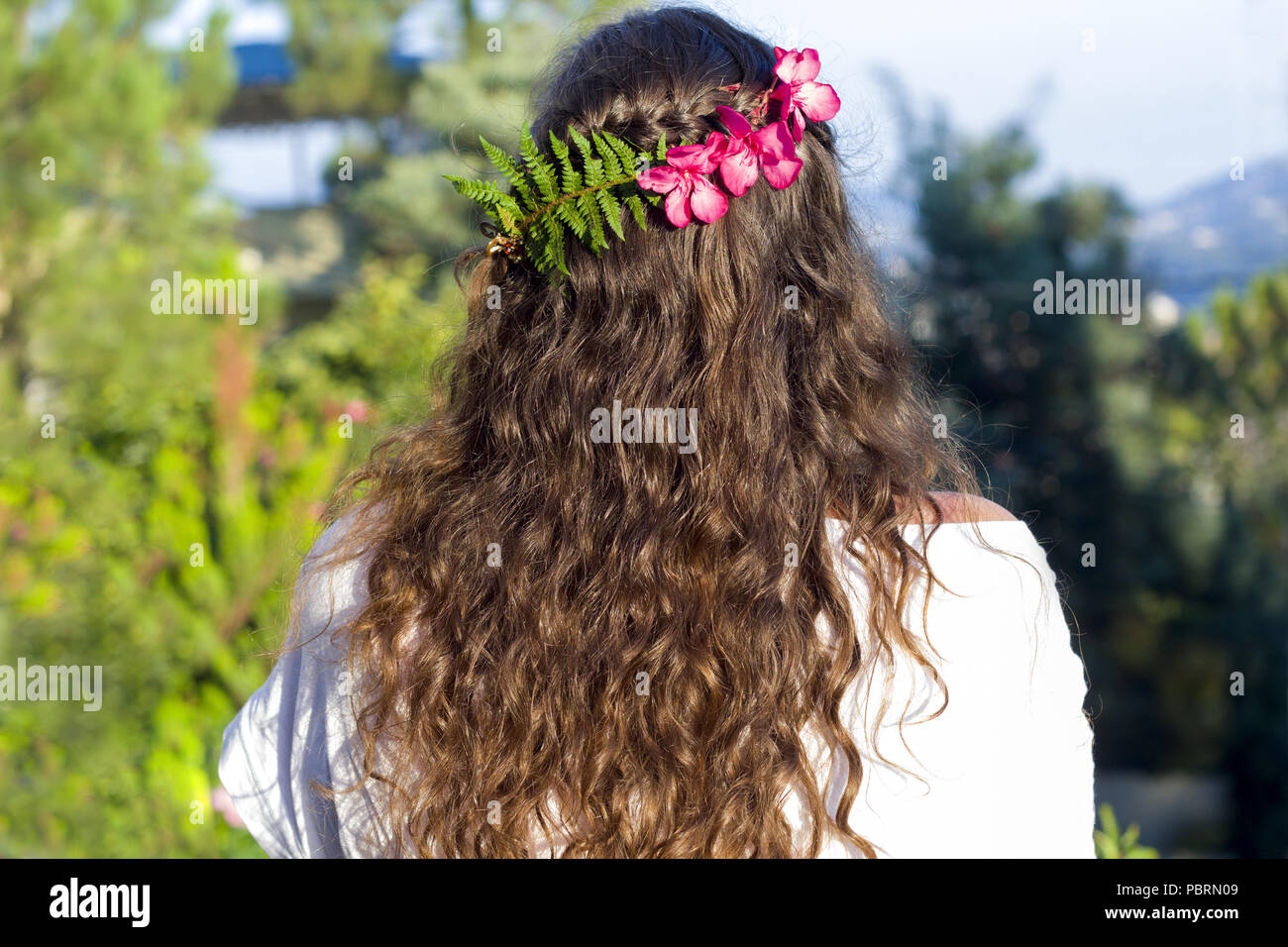Woman With Curly Hair Back To The Camera Eco Hair Style