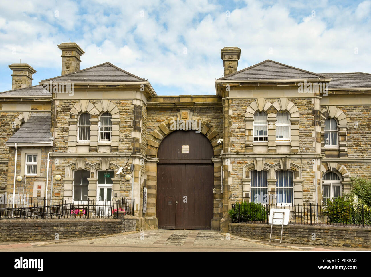 The entrance tto HM Prison Swansea. It was built in the Victorian era. Stock Photo