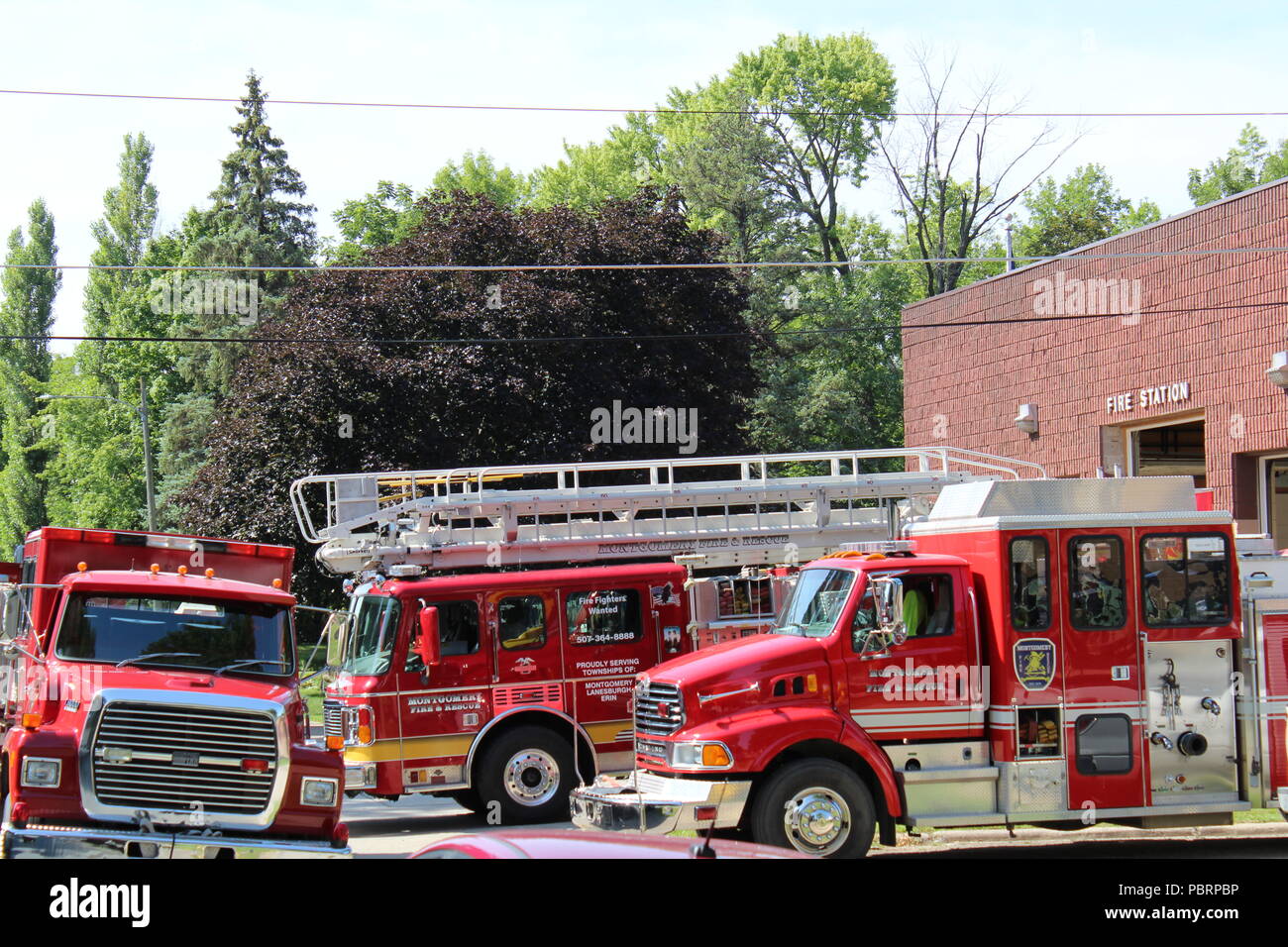Emergency Fire Trucks Stock Photo