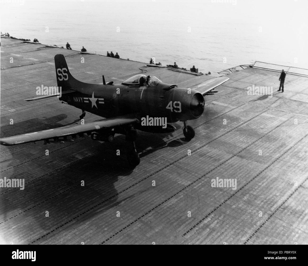 AD-3Q from VC-33 on carrier in early 1950s. Stock Photo