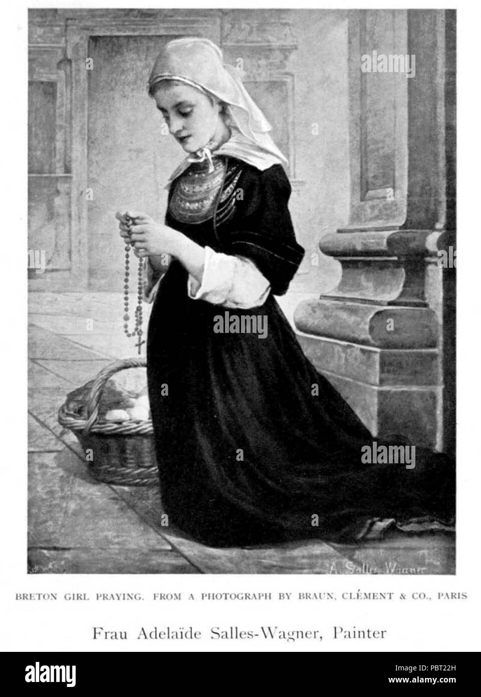 Adelaïde Salles-Wagner - Breton Girl Praying. Stock Photo