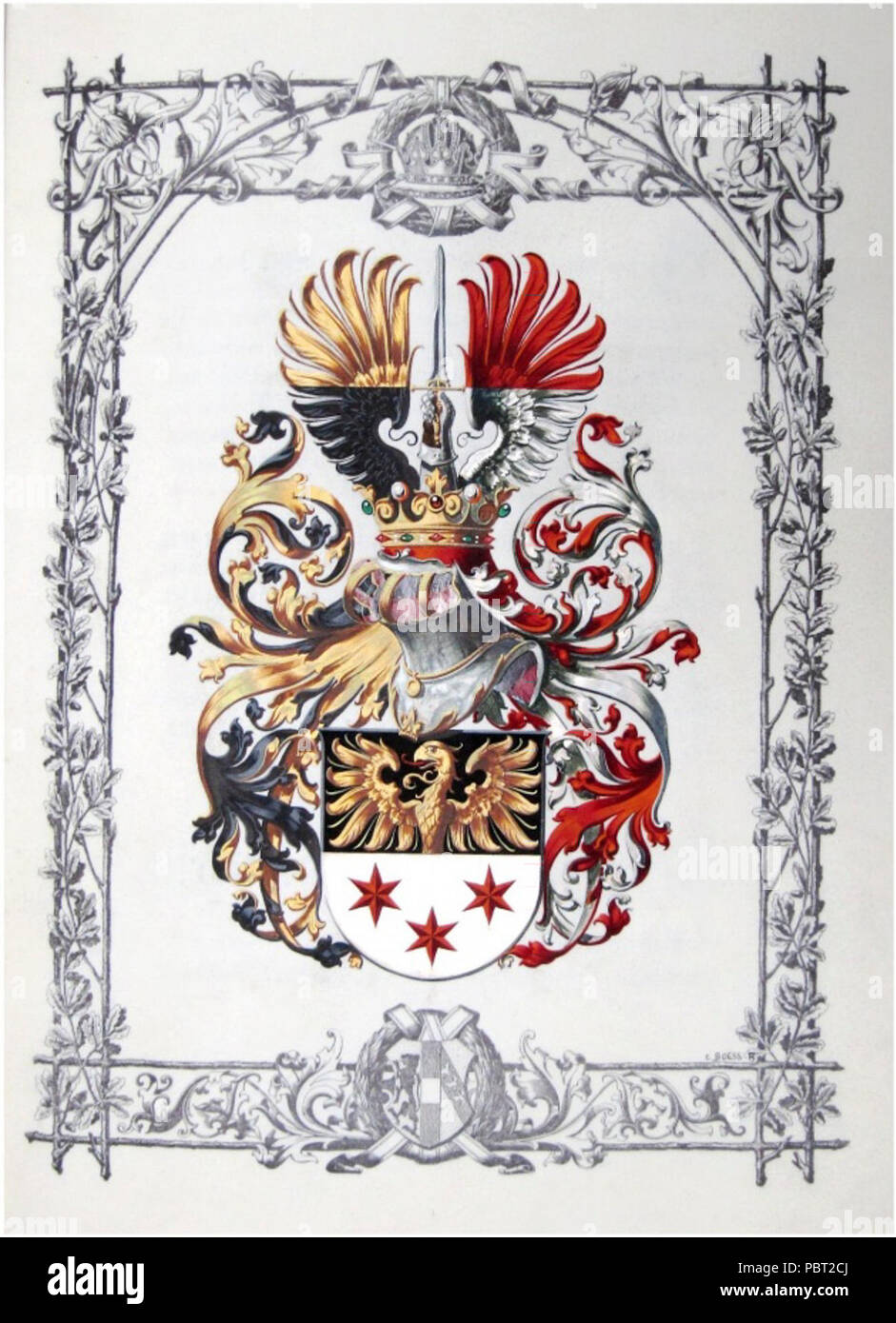 Adelsdiplom - Bastl 1898 - Wappen. Stock Photo