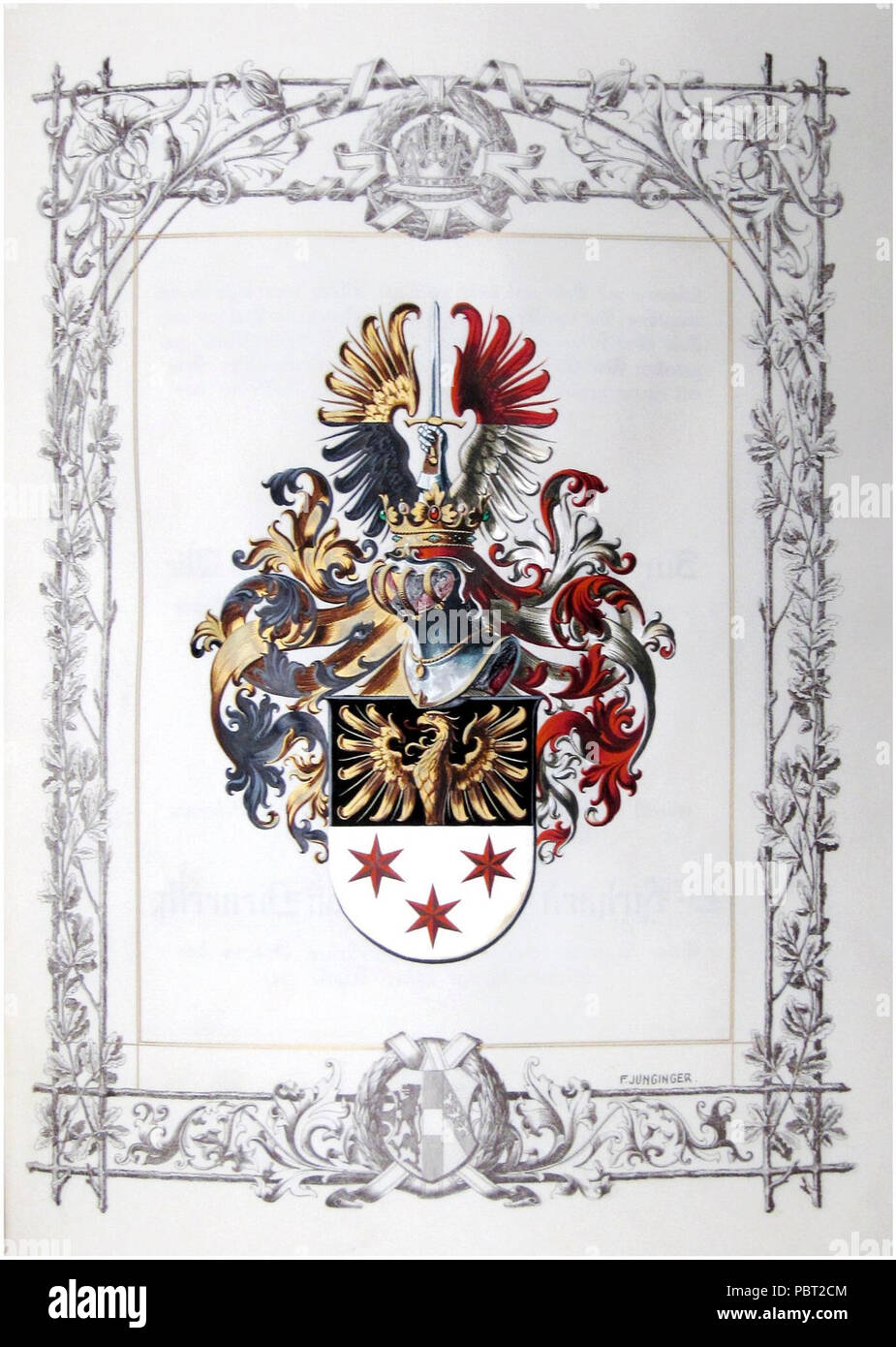 Adelsdiplom - Bastl von Bastlingen 1907 - Wappen. Stock Photo