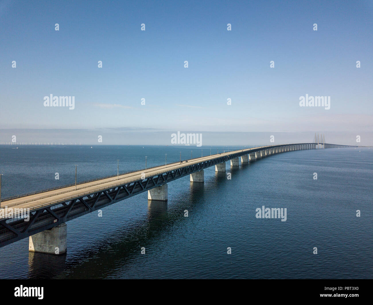 View of Oeresund Bridge from Sweden Stock Photo