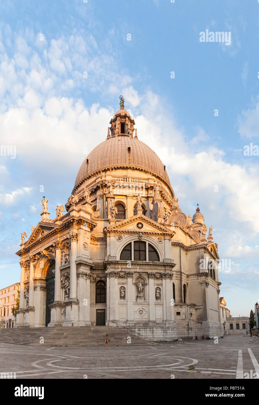 Basilica di Santa Maria della Salute, Grand Canal, Dorsoduro, Venice, Veneto, Italy. Baroque architecture ,17thC, Baldassare Longhena, votive plague c Stock Photo