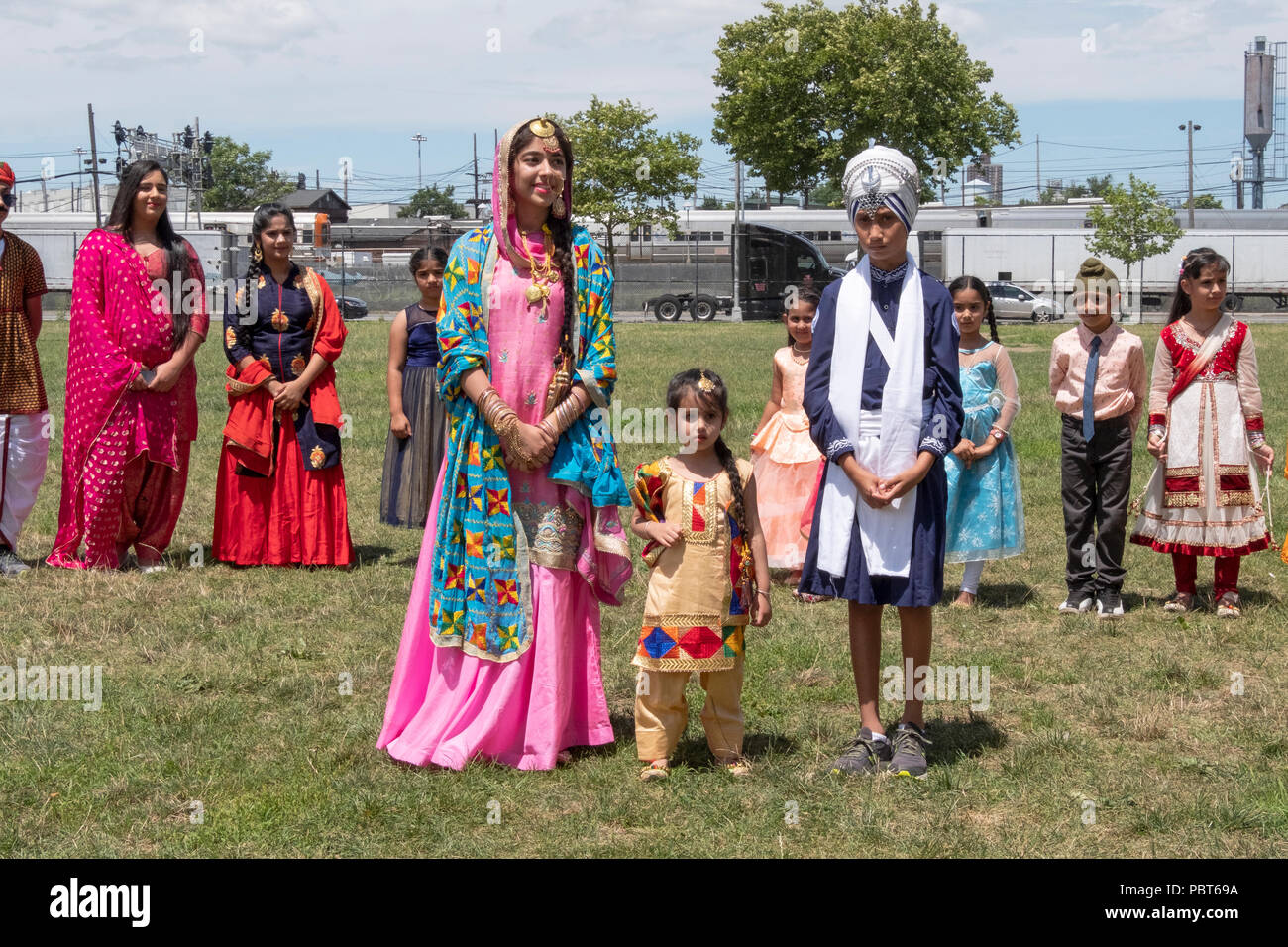 Age group winners of the fashion contest  at the Sikh Gurmat Games at Smokey Park in South Richmond Hill, Queens, New Stock Photo