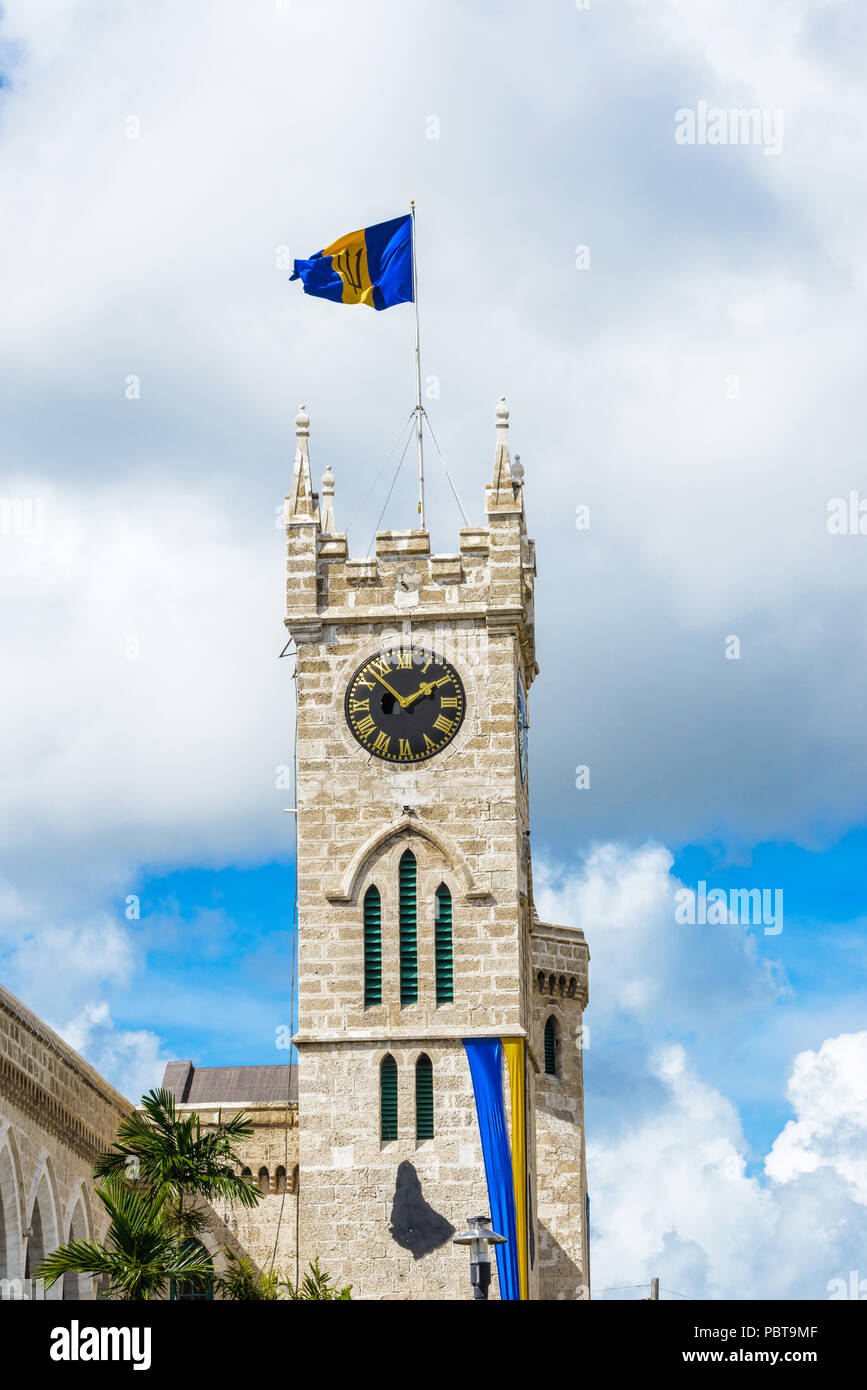 Clock tower of the Parliament Building, Bridgetown, Barbados Stock