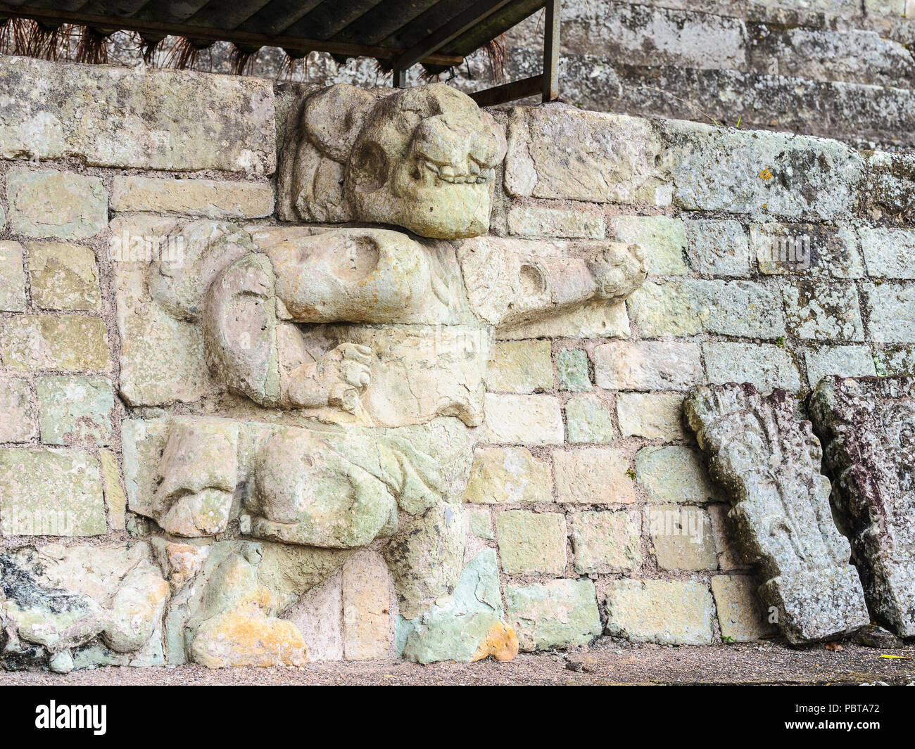 'Dancing jaguar' statue, Copan, an archaeological site of the Maya civilization, UNESCO World Heritage Site, Honduras, Central America Honduras Stock Photo