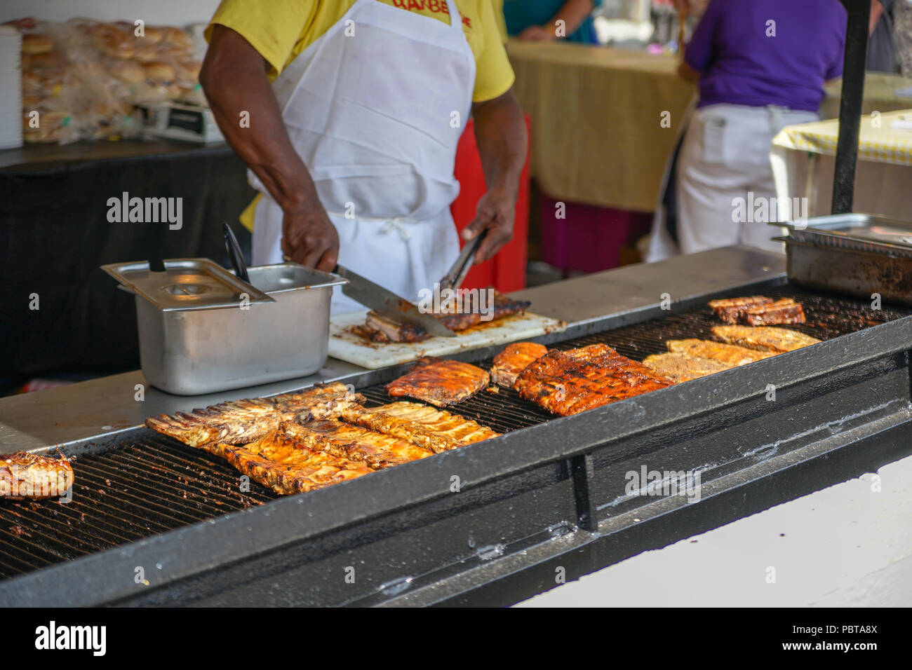 Barbeque ribs at BBQ festival Stock Photo