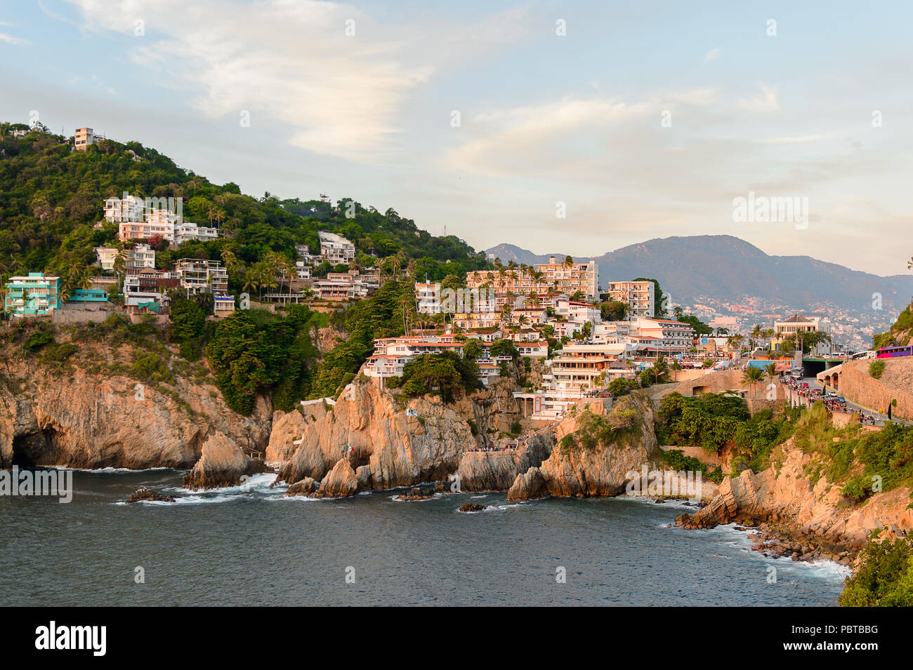 The rock La Quebrada, one of the most famous tourist attractions in Acapulco, Mexico. Stock Photo