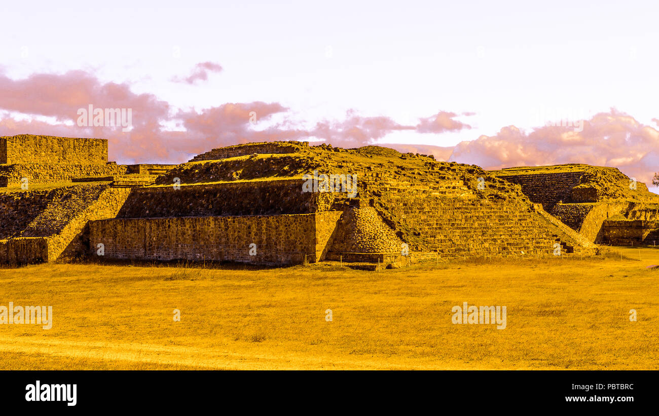 Pyramid of Monte Alban, a large pre-Columbian archaeological site ...