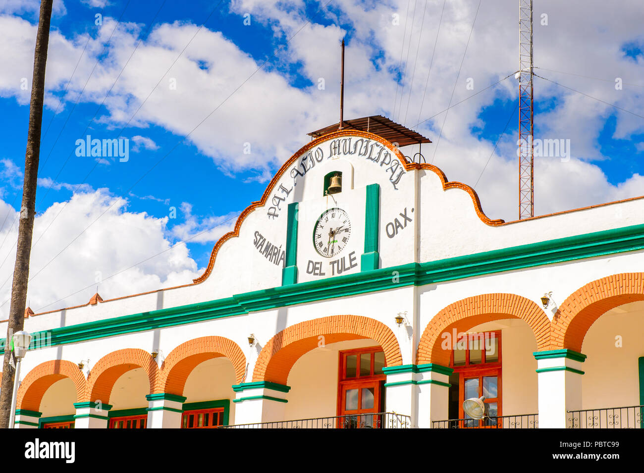 CIty hall of Santa Maria del Tule, Mexico, Valles Centrales region. Stock Photo
